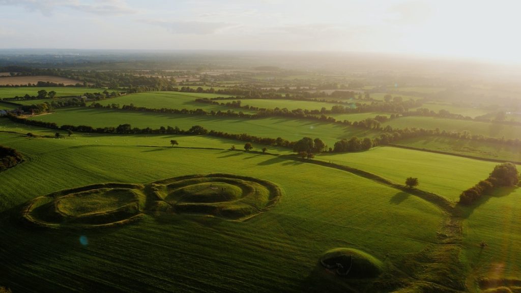 Aerial view of The Hill of Tara